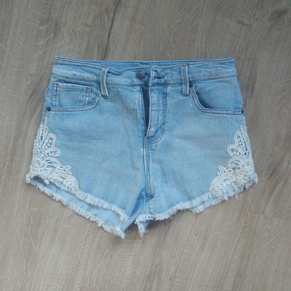 Mossimo Supply Co. Pants - Mossimo High Rose Jean Shorts with Crochet Detail
